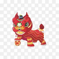 红色中国风新年舞狮