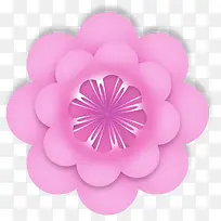 微立体粉色剪纸花朵元素