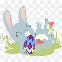 可爱复活节草地兔子
