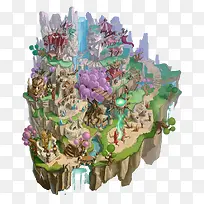 卡通悬浮魔法岛