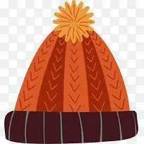 橘色的冬天毛线帽