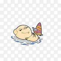 享受日光浴的小猪