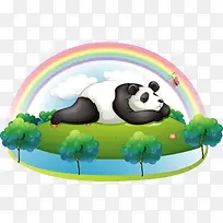 卡通彩虹可爱熊猫