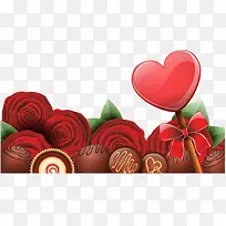 情人节玫瑰巧克力和爱心棒棒糖