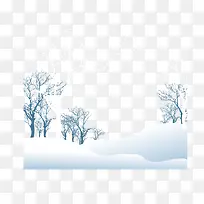 冬天白色雪覆盖树场景