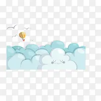 卡通美丽的云层热气球