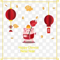 可爱小猪中国新年