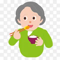 老奶奶吃饭饮食图片