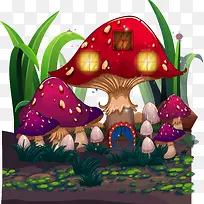 小清新红色蘑菇
