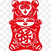 春节红色福娃剪纸