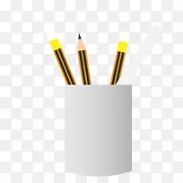 白色笔筒中的黄色铅笔