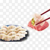 筷子夹肉馅饺子
