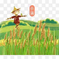 手绘装饰插图小满节气稻谷与稻草