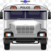 卡通白色大型警车