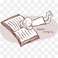 趴在经书上读经的和尚图片