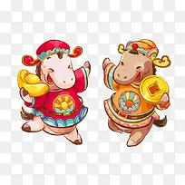 小马拿铜钱与元宝