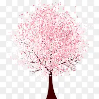 粉色盛开的树矢量图