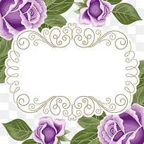 紫色花朵水彩欧式花边