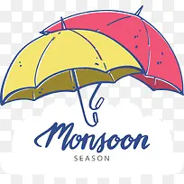 卡通彩色雨季雨伞