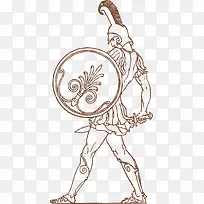 神像战士卡通希腊盾牌
