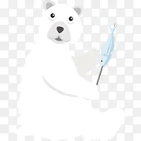 抓鱼吃的北极熊
