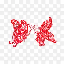 中国风剪纸两只蝴蝶