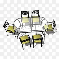 铁艺座椅玻璃桌子平面图