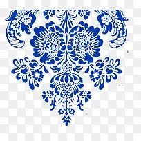 蓝色青花瓷中国风复古花纹