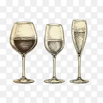 简约风格红酒杯素描图案