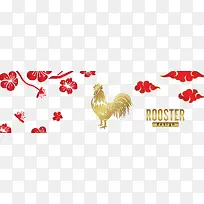 鸡年春节横幅矢量图