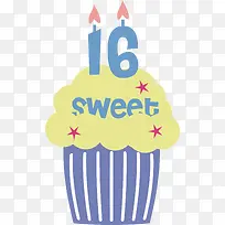 矢量16岁生日蛋糕