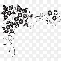 黑色法式花卉边框PNG图片