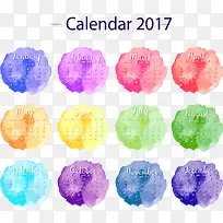 多色水彩背景新年日历