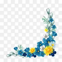 蓝色花边花朵
