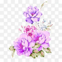 紫色梦幻鲜花装饰图案