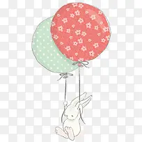 彩色气球兔子手绘