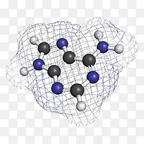 黑蓝色网状腺嘌呤分子形状素材
