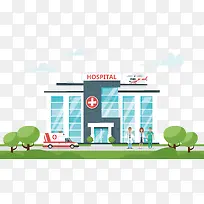 医院和门口的救护车
