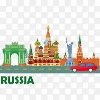 俄罗斯地标建筑文化旅游宣传矢量