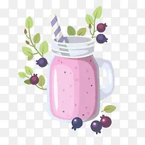灰色杯装的紫色蓝莓汁