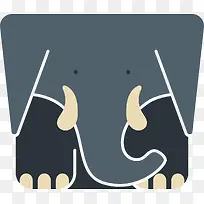 大象手绘方形动物卡通素材