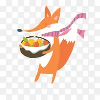 感恩节拿着食物的狐狸