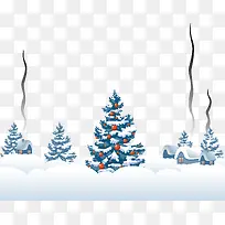 白色冬日雪地圣诞树