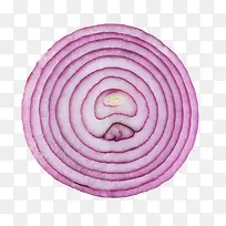 紫色切成圆形的洋葱实物