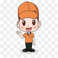 打招呼的服务员卡通图