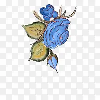 蓝色手绘花朵