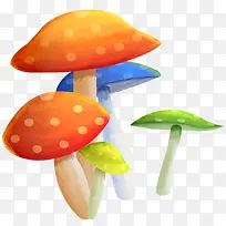 手绘装饰五彩蘑菇素材