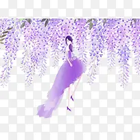美丽的紫藤花女孩