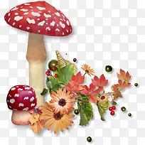卡通手绘红色波点蘑菇