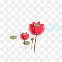 红色3D立体莲花装饰图案